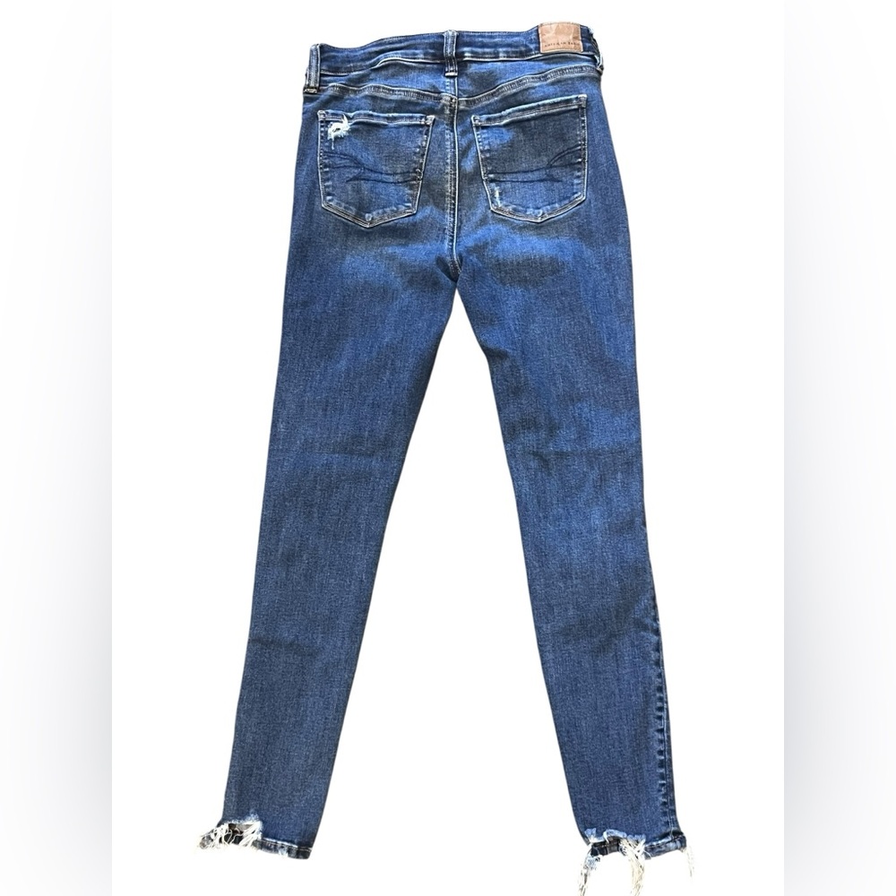 American Eagle Next Level Stretch Distressed Skinny Jeans Size 4 Short Raw Hem - Picture 3 of 6